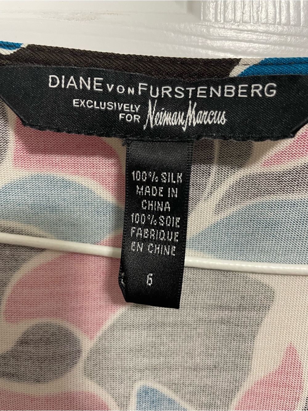 Diane Von Furstenberg Pink, Blue & Black Printed Midi Wrap Dress - Picture 3 of 3